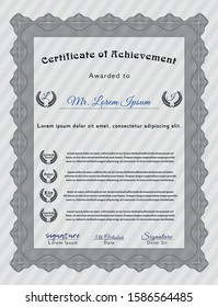 Grey Classic Certificate template. Retro design. With great quality guilloche pattern. Detailed. 