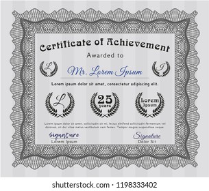 Grey Classic Certificate template. Sophisticated design. With quality background. Vector illustration. 