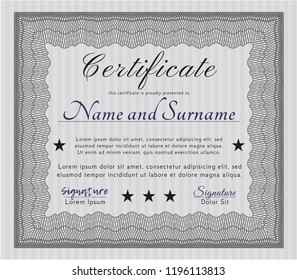 Grey Classic Certificate template. Superior design. With background. Detailed. 