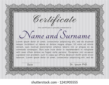Grey Classic Certificate template. Vector illustration. Easy to print. Lovely design. 