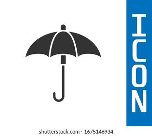 Grey Classic elegant opened umbrella icon isolated on white background. Rain protection symbol.  Vector Illustration