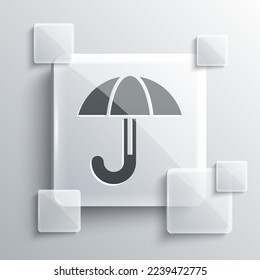 Grey Classic elegant opened umbrella icon isolated on grey background. Rain protection symbol. Square glass panels. Vector