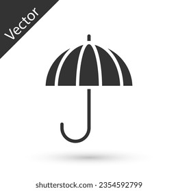 Grey Classic elegant opened umbrella icon isolated on white background. Rain protection symbol.  Vector Illustration