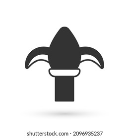 Grey Classic iron fence with metal pillars icon isolated on white background. Ancient wrought iron fence.  Vector