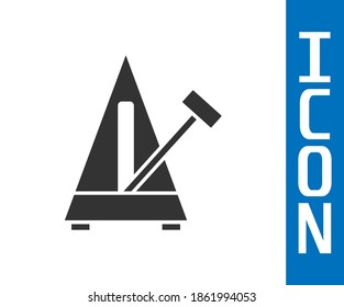 Grey Classic Metronome with pendulum in motion icon isolated on white background. Equipment of music and beat mechanism.  Vector