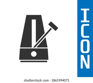 Grey Classic Metronome with pendulum in motion icon isolated on white background. Equipment of music and beat mechanism.  Vector