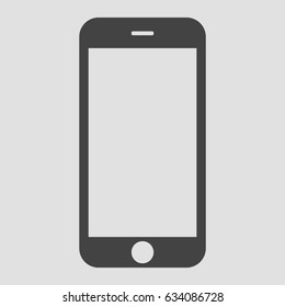 Grey classic style smartphone mobile phone front view. Smartphone mobile phone icon vector eps10.