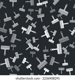Grey Cleaning service with of rubber cleaner for windows icon isolated seamless pattern on black background. Squeegee, scraper, wiper.  Vector Illustration