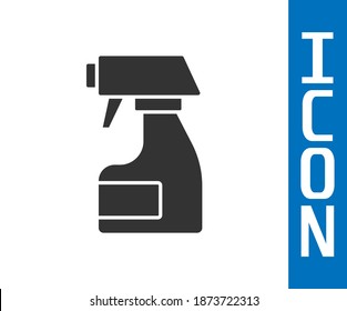 Grey Cleaning spray bottle with detergent liquid icon isolated on white background. Stain remover.  Vector