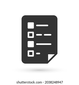 Grey Clipboard with checklist icon isolated on white background. Control list symbol. Survey poll or questionnaire feedback form.  Vector