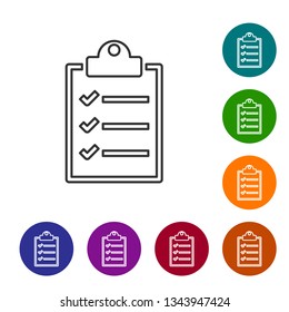 Grey Clipboard with checklist line icon isolated on white background. Vector Illustration
