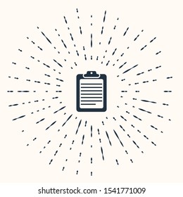 Grey Clipboard with document icon isolated on beige background. Abstract circle random dots. Vector Illustration