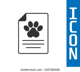 Grey Clipboard with medical clinical record pet icon isolated on white background. Health insurance form. Medical check marks report.  Vector