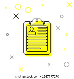 Grey Clipboard with resume line icon isolated on white background. CV application. Curriculum vitae, job application form with profile photo concept. Vector Illustration