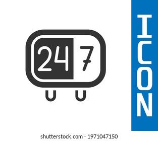 Grey Clock 24 hours icon isolated on white background. All day cyclic icon. 24 hours service symbol.  Vector