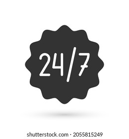 Grey Clock 24 hours icon isolated on white background. All day cyclic icon. 24 hours service symbol.  Vector