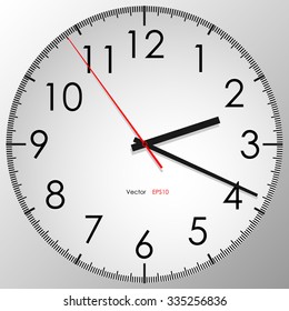 Grey clock with black and red arrows