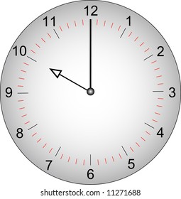 grey clock face with minutes marked off - 10 o'clock - vector