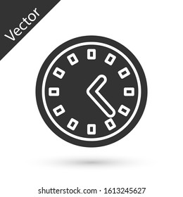 Grey Clock icon isolated on white background. Time symbol.  Vector Illustration