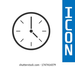 Grey Clock icon isolated on white background. Time symbol.  Vector Illustration
