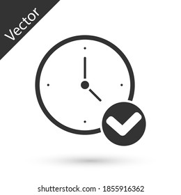 Icono de Reloj gris aislado en fondo blanco. Símbolo de tiempo. Vector.