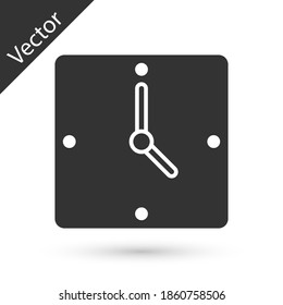 Grey Clock icon isolated on white background. Time symbol. Vector.