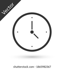 Icono de Reloj gris aislado en fondo blanco. Símbolo de tiempo.  Vector