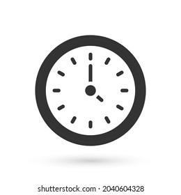 Grey Clock icon isolated on white background. Time symbol.  Vector