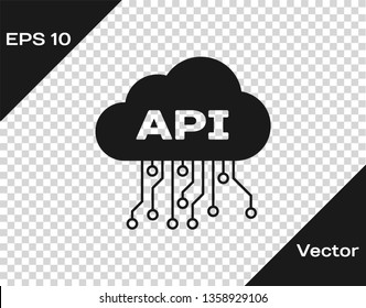 Grey Cloud api interface icon isolated on transparent background. Application programming interface API technology. Software integration. Vector Illustration
