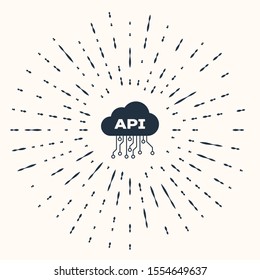 Grey Cloud api interface icon isolated on beige background. Application programming interface API technology. Software integration. Abstract circle random dots. Vector Illustration