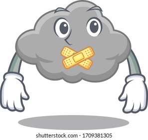 Grey cloud cartoon character style with mysterious silent gesture
