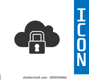 Grey Cloud computing lock icon isolated on white background. Security, safety, protection concept. Protection of personal data.  Vector