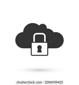 Grey Cloud computing lock icon isolated on white background. Security, safety, protection concept. Protection of personal data.  Vector