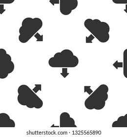 Grey Cloud download icon isolated seamless pattern on white background. Vector Illustration