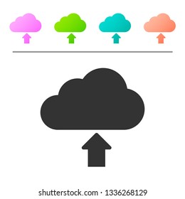 Grey Cloud download icon isolated on white background. Set icon in color buttons. Vector Illustration