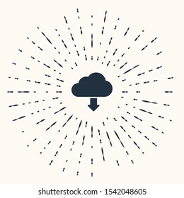Grey Cloud download icon isolated on beige background. Abstract circle random dots. Vector Illustration