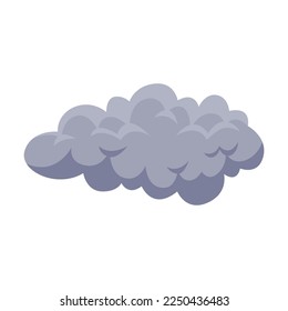 Grey cloud. Drawing of rain or thunder cloud for sky pattern isolated on white background. Weather, summer or autumn concept