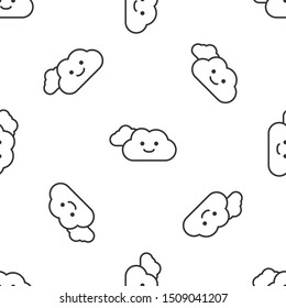 Grey Cloud icon isolated seamless pattern on white background.  Vector Illustration