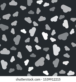 Grey Cloud icon isolated seamless pattern on black background.  Vector Illustration