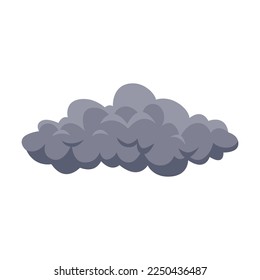 Grey cloud illustration. Drawing of rain or thunder cloud for sky pattern isolated on white background. Weather, summer or autumn concept