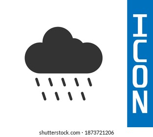 Nube gris con icono de lluvia aislado en fondo blanco. Precipitación de nubes de lluvia con caídas de lluvia.  Vector