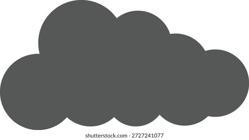 Grey cloud silhouette vector illustration. Minimalist weather icon featuring soft organic geometry, a clean grey fill, and a bold flat aesthetic isolated on white background. Professional graphic for meteorology branding, atmospheric signage, and vinyl cutting.