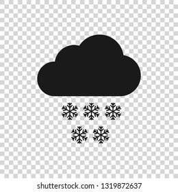 Grey Cloud with snow icon isolated on transparent background. Cloud with snowflakes. Single weather icon. Snowing sign. Vector Illustration