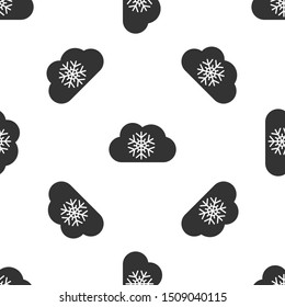 Grey Cloud with snow icon isolated seamless pattern on white background. Cloud with snowflakes. Single weather icon. Snowing sign.  Vector Illustration