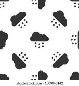 Grey Cloud with snow icon isolated seamless pattern on white background. Cloud with snowflakes. Single weather icon. Snowing sign.  Vector Illustration