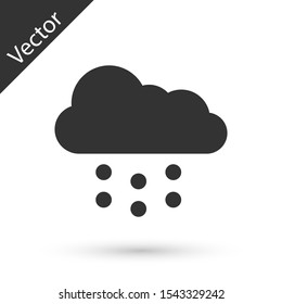Grey Cloud with snow icon isolated on white background. Cloud with snowflakes. Single weather icon. Snowing sign.  Vector Illustration