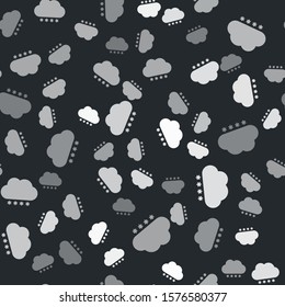 Grey Cloud with snow icon isolated seamless pattern on black background. Cloud with snowflakes. Single weather icon. Snowing sign.  Vector Illustration