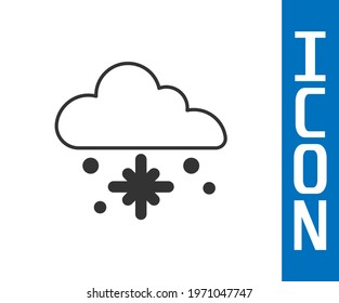 Grey Cloud with snow icon isolated on white background. Cloud with snowflakes. Single weather icon. Snowing sign.  Vector