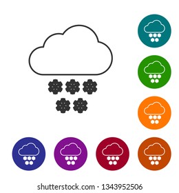 Grey Cloud with snow line icon isolated on white background. Cloud with snowflakes. Single weather icon. Snowing sign. Vector Illustration