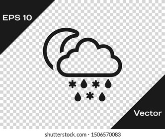 Grey Cloud with snow and rain icon isolated on transparent background. Weather icon.  Vector Illustration